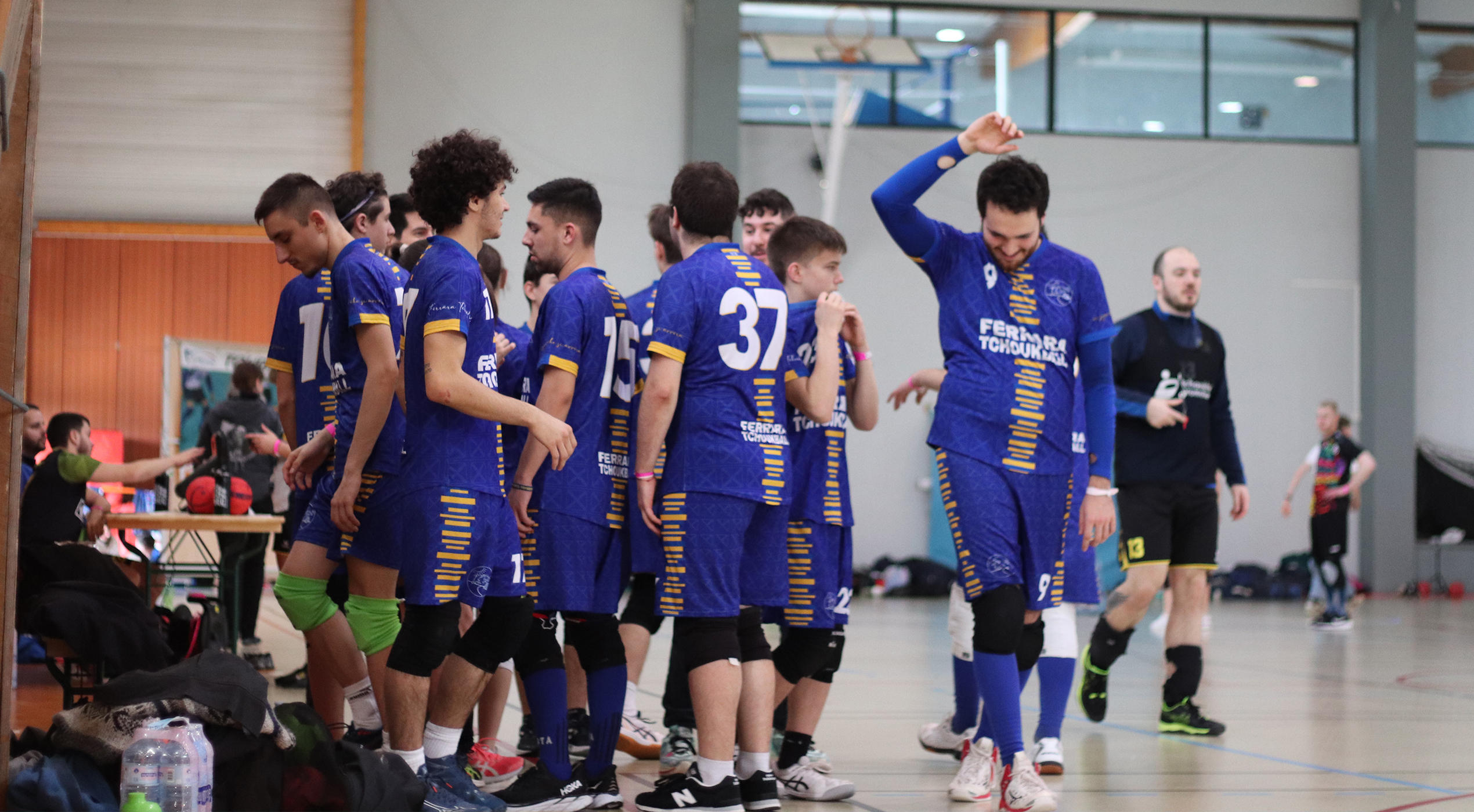 Players celebrating after a victory