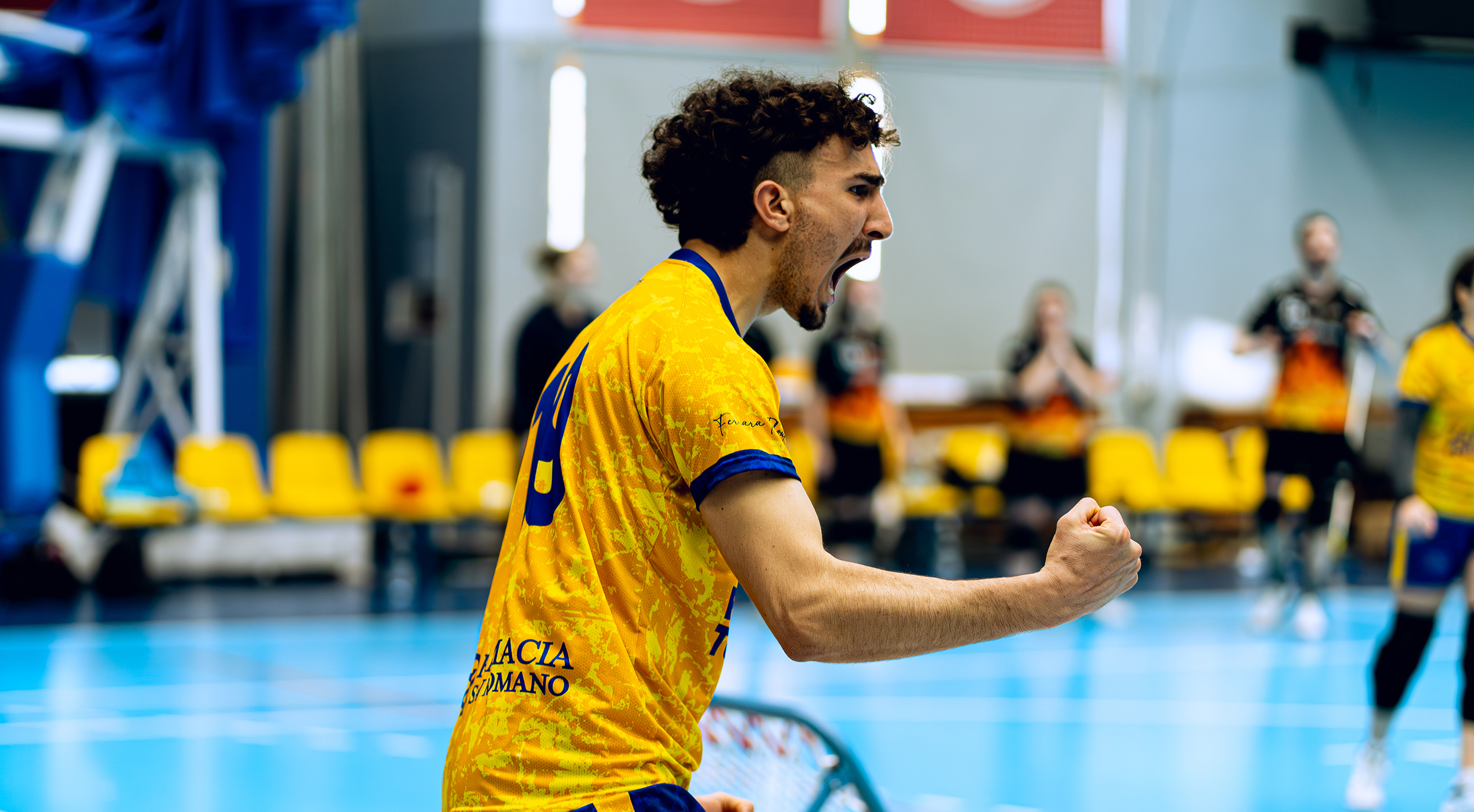 Player celebrating after scoring a point