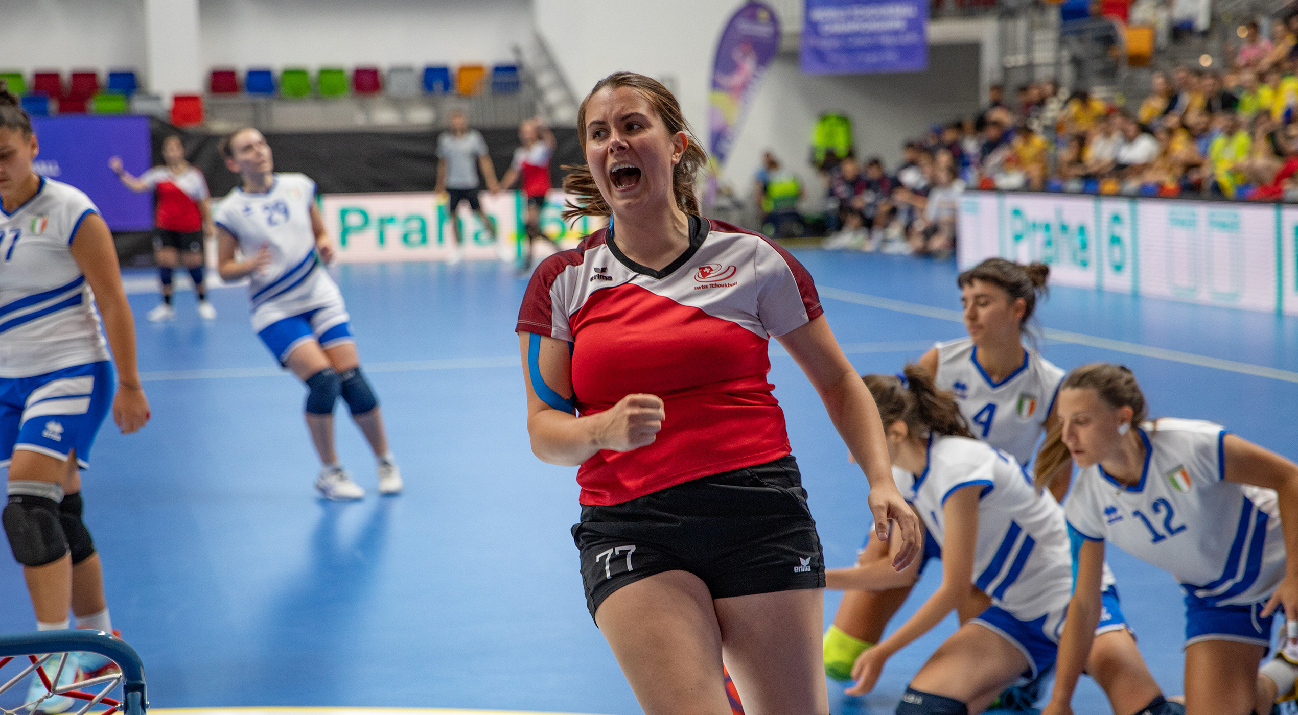 Player celebrating after scoring a point
